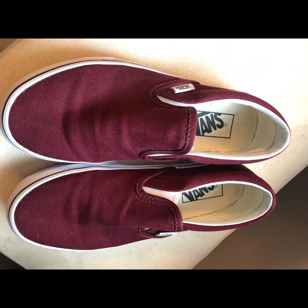 VANS maroon slip-ons